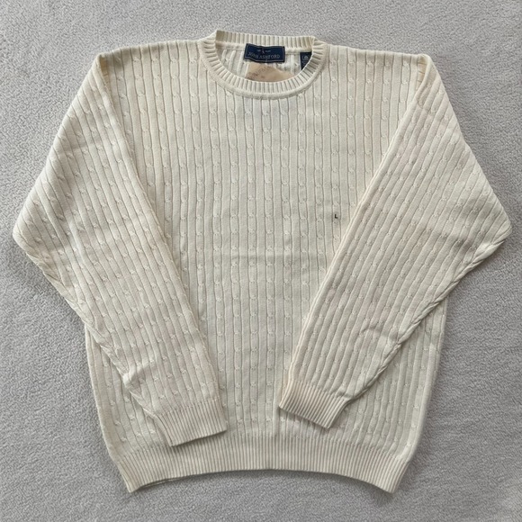 NWT Vintage 2000 John Ashford Cable Knit Sweater Ivory Lrg Made in Australia Y2K